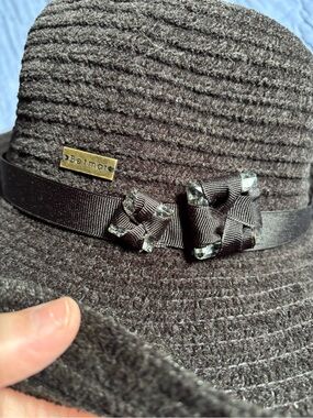 Women’s Betmar New York Black Fedora Hat Grosgrain Ribbon Embellished Unique
